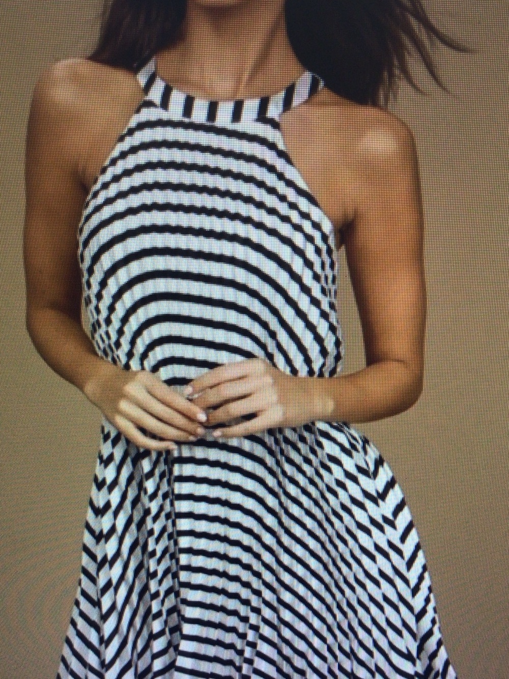 lululemon athletica Black and White One-Shoulder Striped Swing Dress